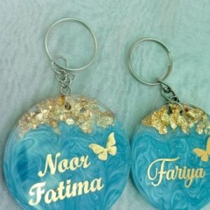 Epoxy Resin Name Tags, ocean blue  + golden custom colours are available