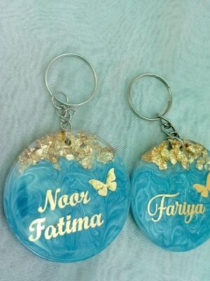 Epoxy Resin Name Tags, ocean blue  + golden custom colours are available