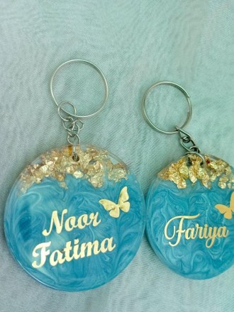 Epoxy Resin Name Tags, ocean blue  + golden custom colours are available